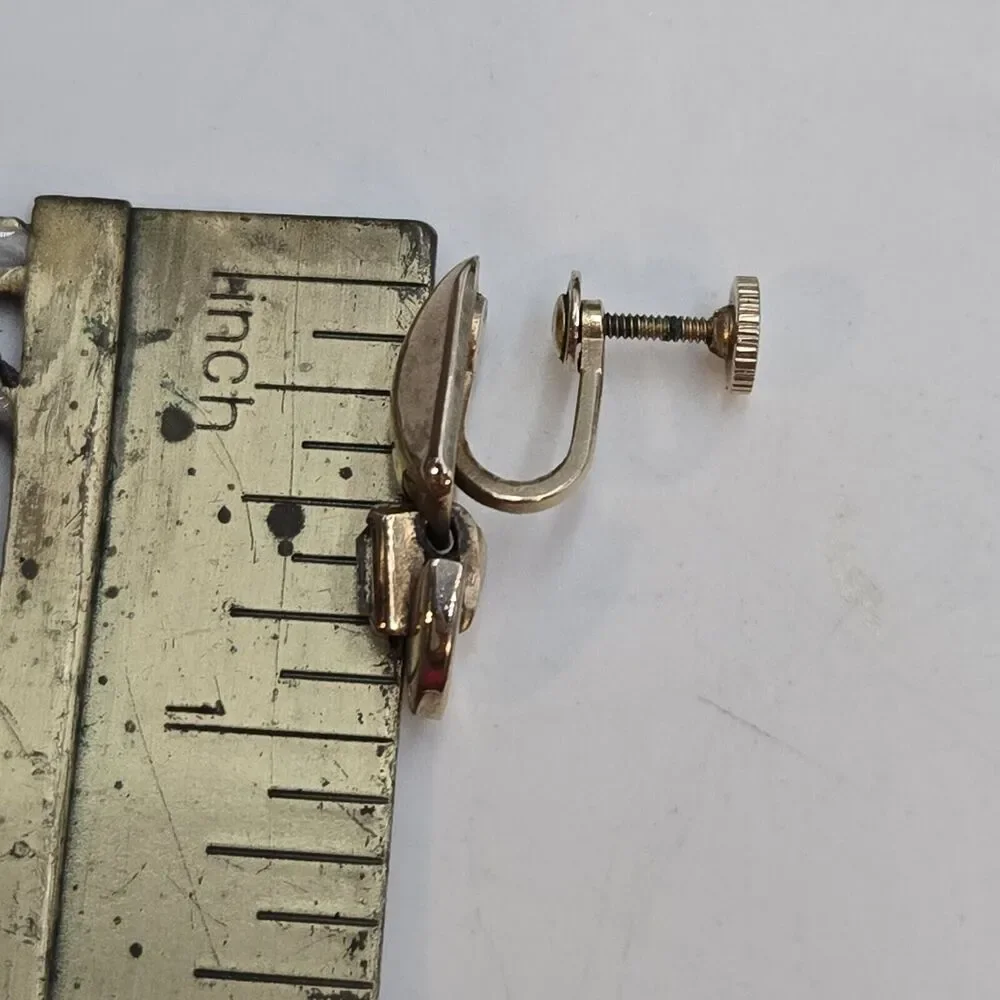 Vintage TARA Gold Tone Door Knocker Rhinestone Screw Back Earrings